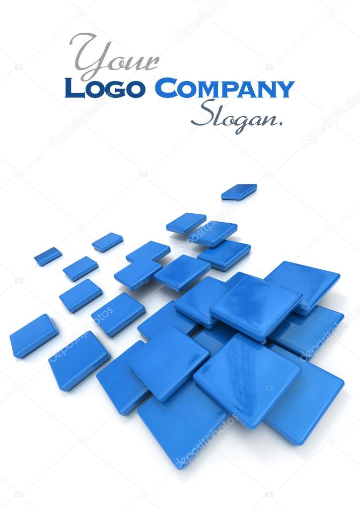3D rendering of blue ceramic tiles