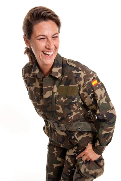 Rolig kvinnlig soldat — Stockfoto