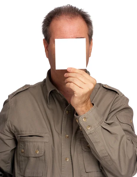 Muž s prázdný papír — Stock fotografie