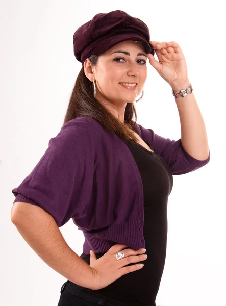 Brunette wearing a cap — Stock Photo, Image