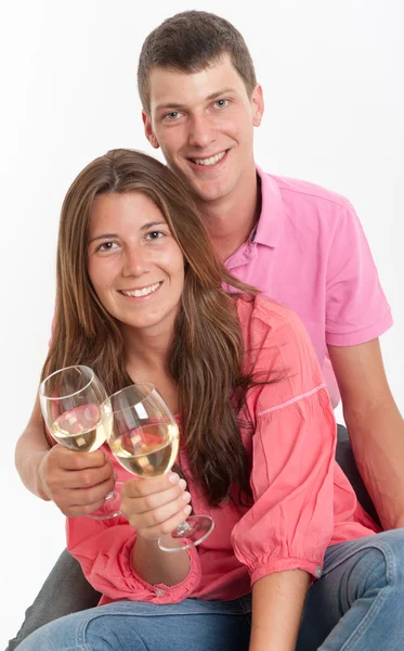 Mladý pár oslava — Stock fotografie