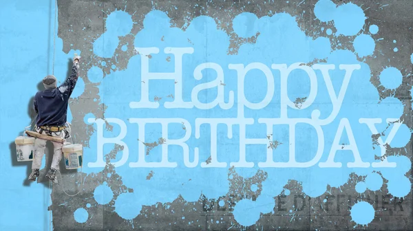 행복 한 생일 벽 블루 — 스톡 사진