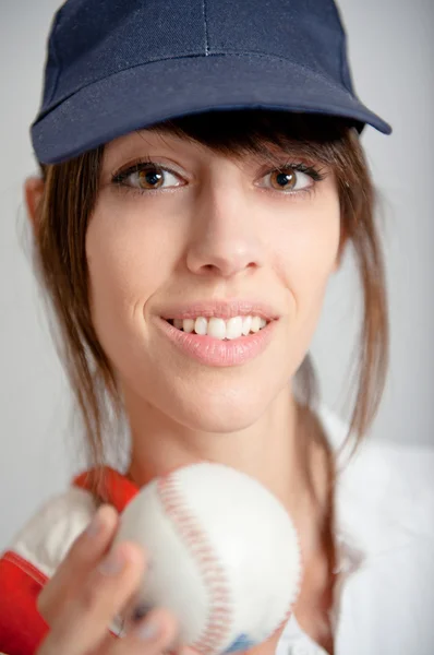 Girl with baseball ball — Stock Photo, Image