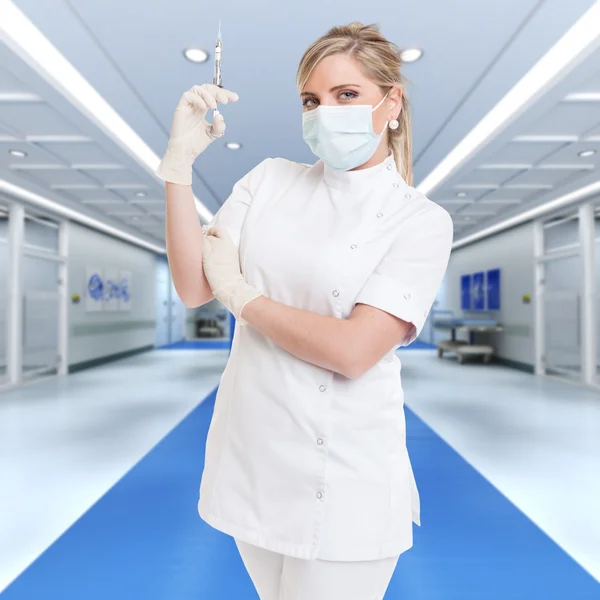 Nurse with shot in a hospital — Stock Photo, Image