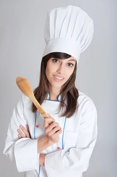 Cook with mortar and pestle — Stock Photo, Image