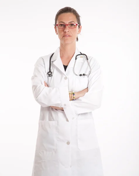 Grave cercando medico femminile — Foto Stock