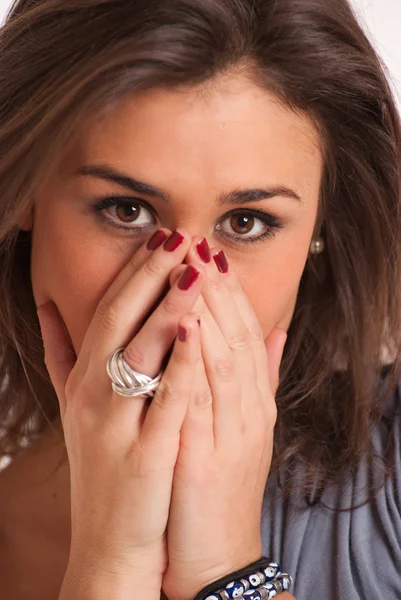 Flybilde av en brunette – stockfoto