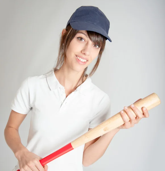 Girl with bat — Stock Photo, Image