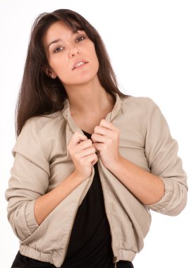 Güzel esmer ceketi düzenlenmesi