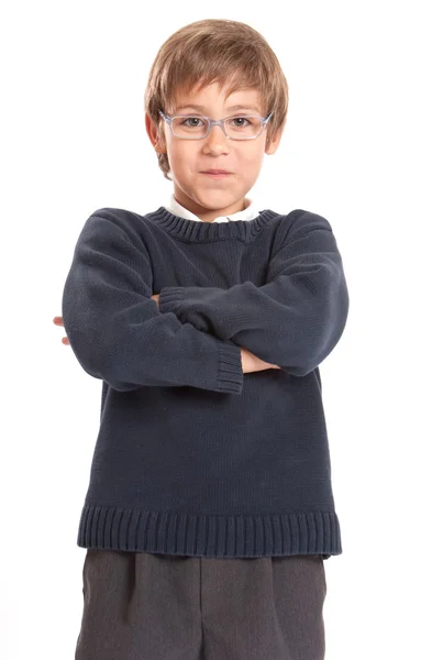 Schooljongen met gekruiste armen — Stockfoto