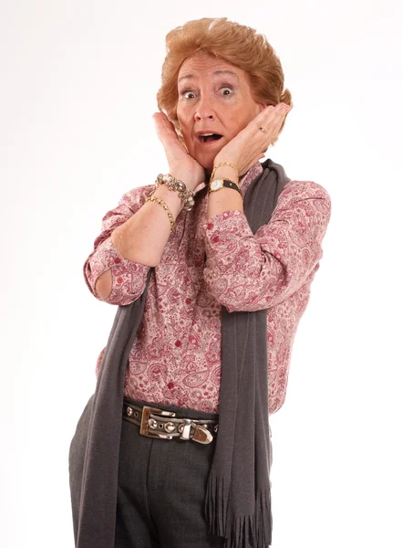 Shocked mature woman — Stock Photo, Image