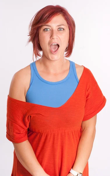 Smiling Red haired woman — Stock Photo, Image