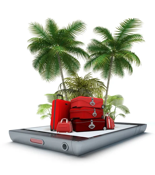 Vakantie reizen app rood — Stockfoto