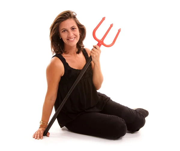 Woman with trident — Stock Photo, Image