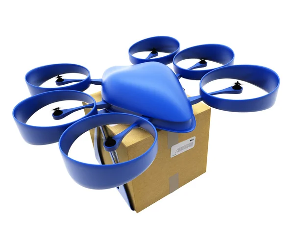 Drone commerciale con scatola — Foto Stock