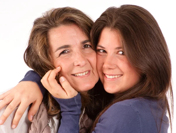 Inschrijving portret van een moeder en haar tiener dochter — Stockfoto