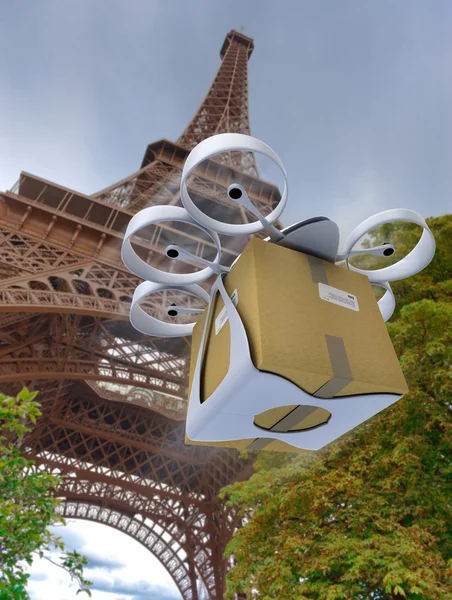 Drone comercial pela Torre Eiffel — Fotografia de Stock