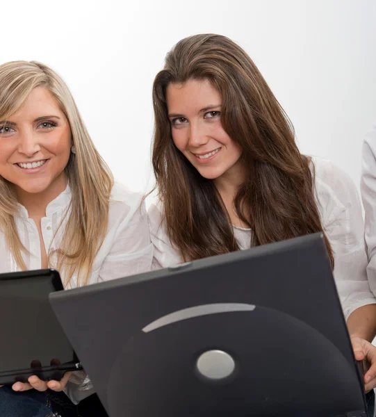 Girls with laptops — Stock Photo, Image