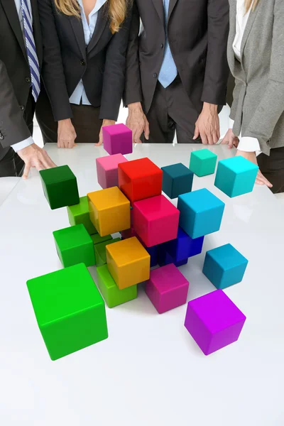 Reunião cúbica abstrata multicolorida — Fotografia de Stock