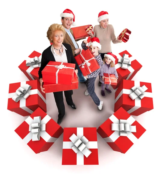 Family with Christmas gifts — Stock Photo, Image