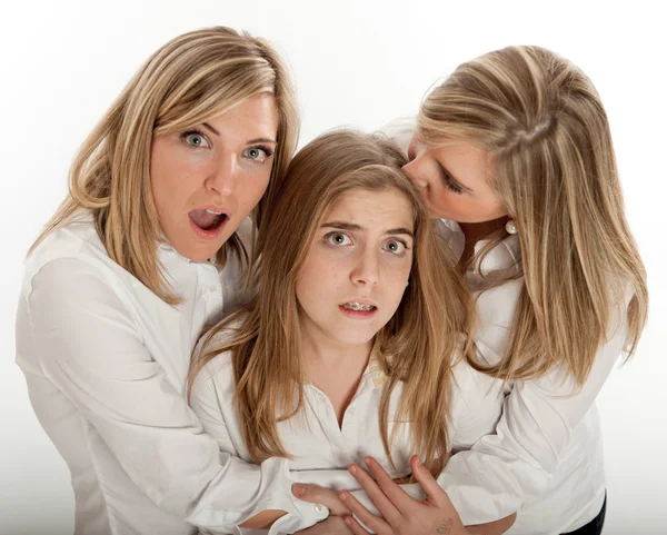 Scared blond sisters — Stock Photo, Image