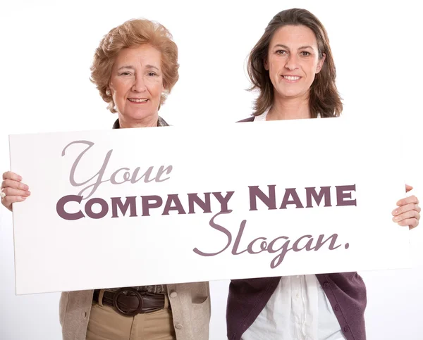 Women holding blank board — Stock Photo, Image