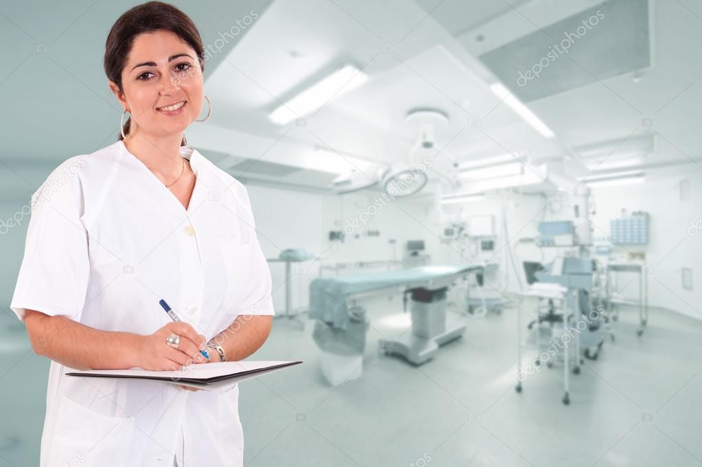 Smiling healthcare professional in operating room