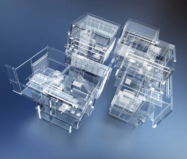 3D rendering of a transparent building — Stock Photo, Image