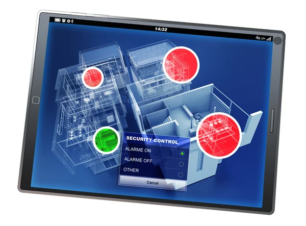 Home security control tablet app — Stock Photo, Image