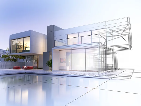 Wireframe villa — Stock Photo, Image