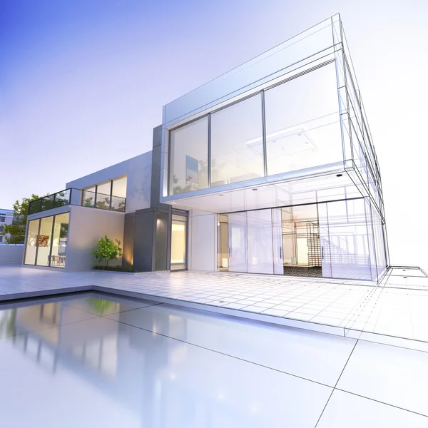 Wireframe villa — Stock Photo, Image