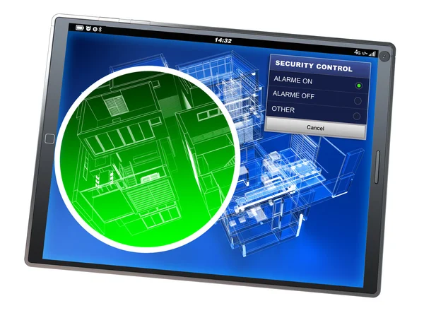 Inicio aplicación tableta de control de seguridad — Foto de Stock