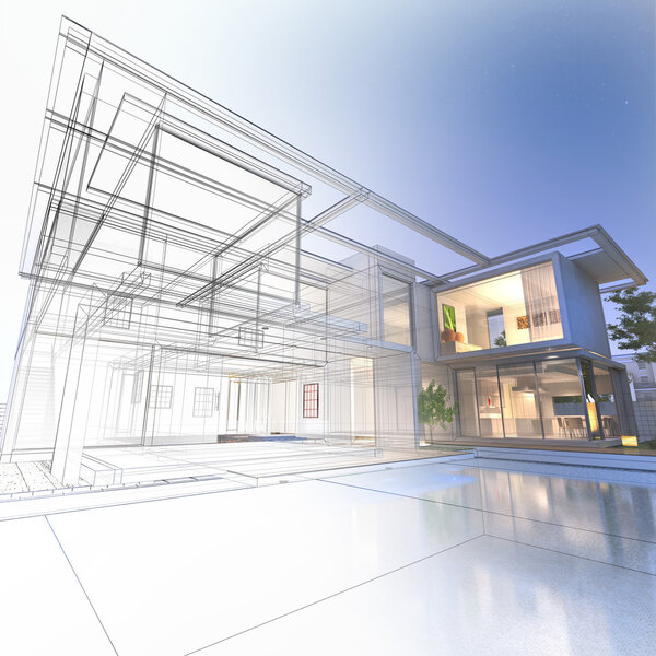 Mansión Wireframe — Foto de Stock