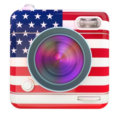 Kamera simgesi ile bir ABD bayrağı