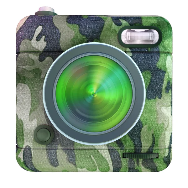 Photo camera icon with camouflage — Stock Photo, Image