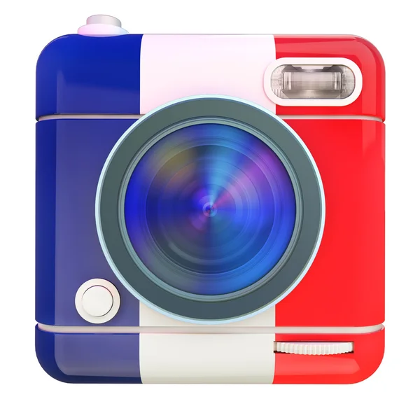 Fotoğraf kamera simgesi bir Fransız bayrağı ile — Stok fotoğraf
