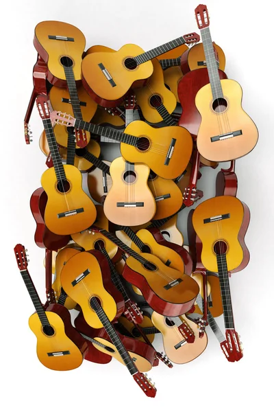 Hoop van gitaren op witte achtergrond — Stockfoto