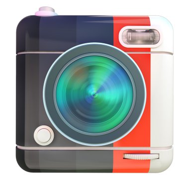 Kamera simgesi siyah, kırmızı ve beyaz