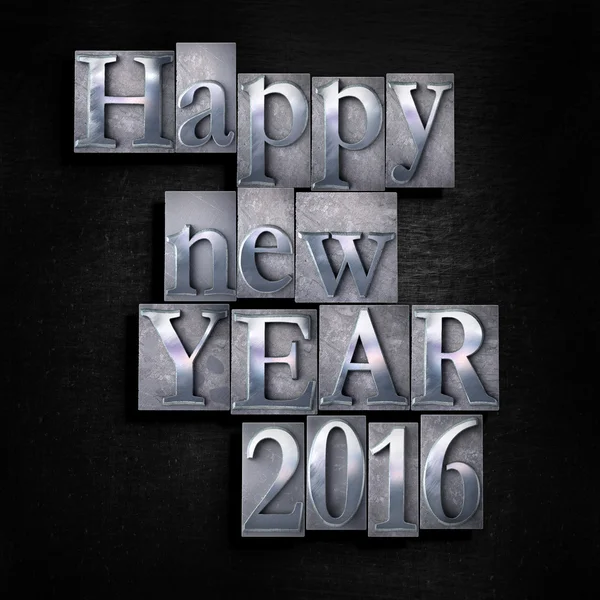 Happy New Year 2016 typescript on black — Stock Photo, Image