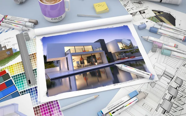 Villa decor tekening — Stockfoto