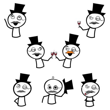 A set of memes, in the style of the gentlemen clipart