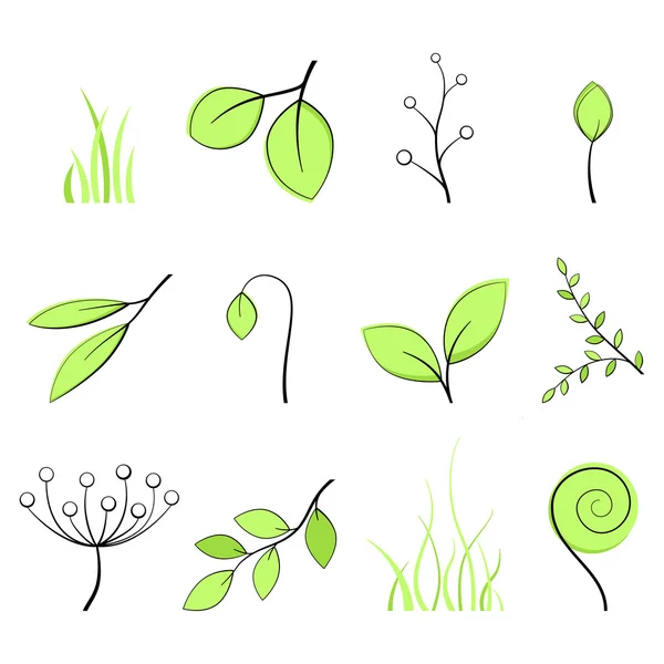 Groene lente set — Stockvector