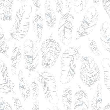 Gri tüylü kusursuz soyut desen. Vektör illüstrasyonu beyaz arkaplanda izole edildi.