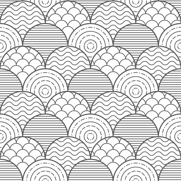 Seamless Geometric Pattern Abstract Waves Vector Monochrome Background Illustration — Stock Vector