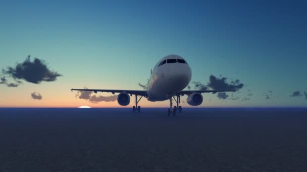 avion sur le parking au lever du soleil 