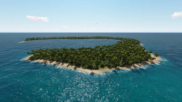 Vue aérienne côtière de l'île tropicale dans l'océan — Photo