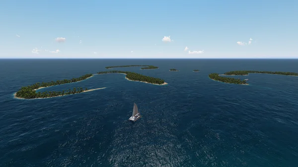Vue aérienne côtière des îles subtropicales en mer — Photo