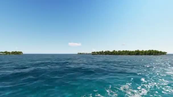 Flyger nära över tropiska öar i havet — Stockvideo