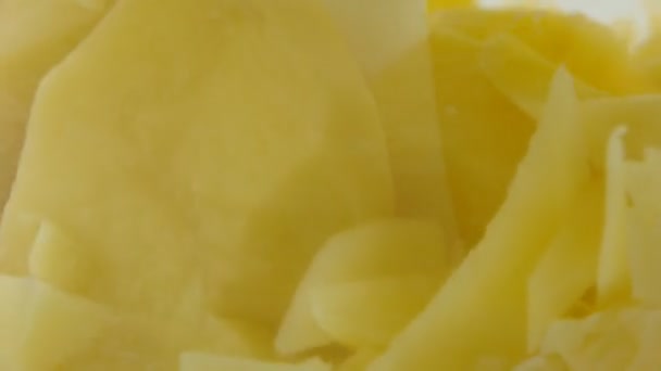 Aardappelen, gehakte in een blender — Stockvideo