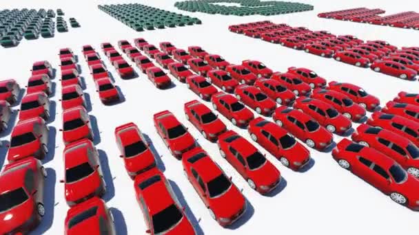 Palabra GRANDE VENTA hecha de coches verdes y rojos — Vídeo de stock